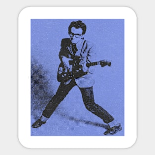 Elvis Vintage Blue Halftone Sticker